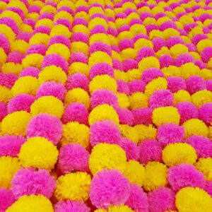 Artificial Flower Garland Marigold 1.2m (pink/yellow)