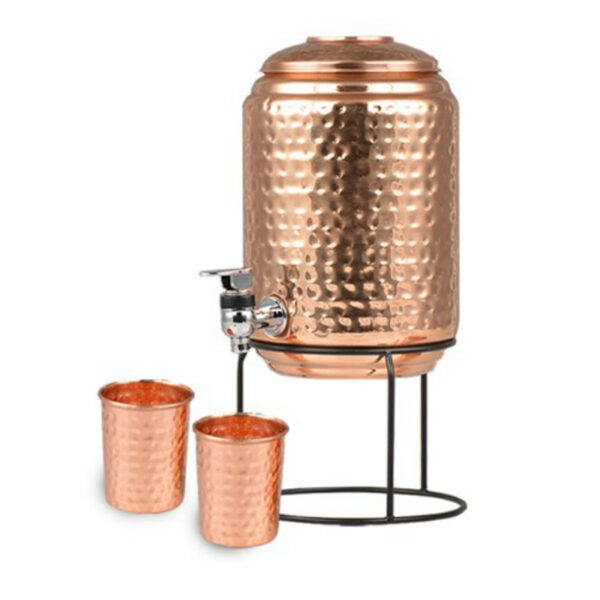 Handmade Copper Water Tank 5lt with Stand and 2 Glas 1stk