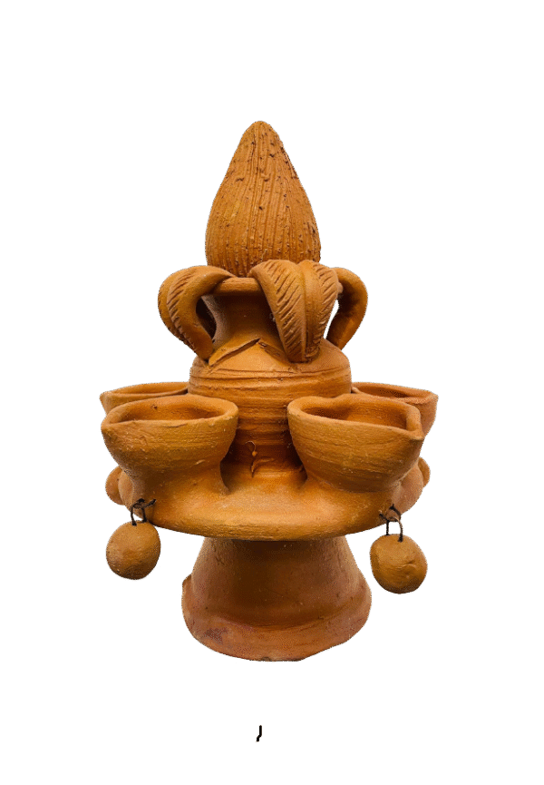 Clay Diya Kalash shaped design (5 candles)