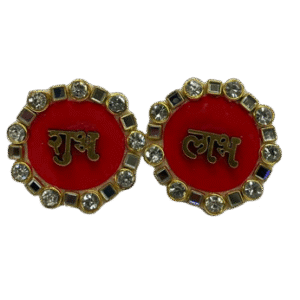 Shub Labh Sticker - red with stones (B6)