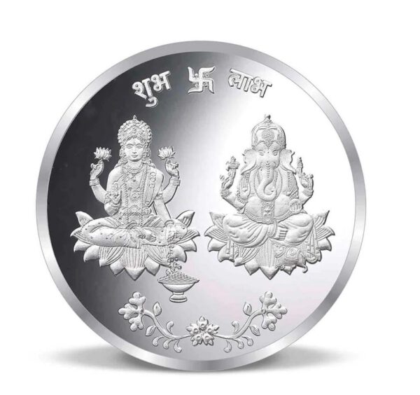 999 Silver Coin with Lakshmiji and Ganeshji 10gms